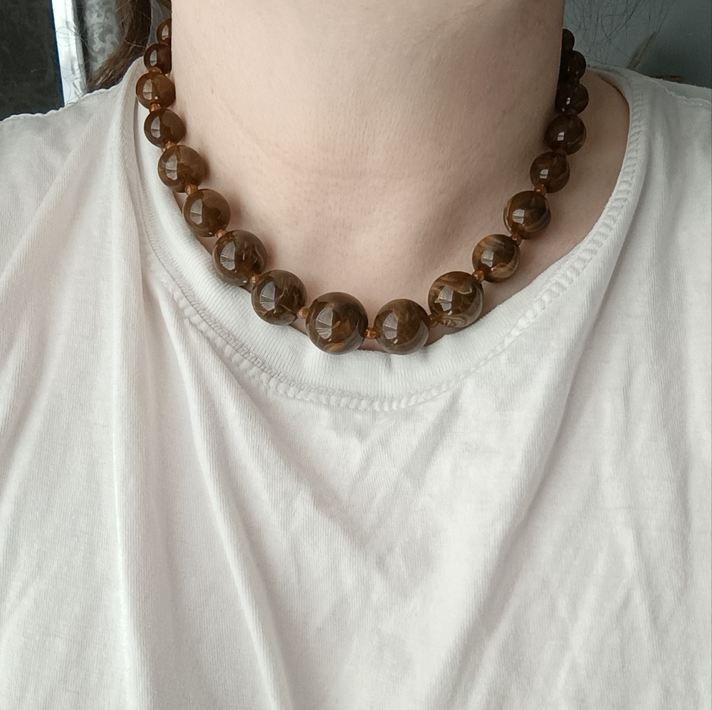 Vintage Anthro Brown Wood Beaded Necklace Bundle - Picture 2 of 8